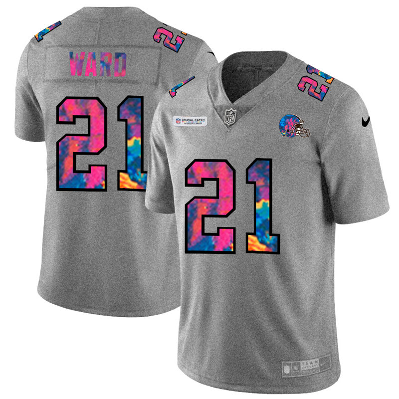 NFL Cleveland Browns #21 Denzel Ward Men Nike MultiColor 2020  Crucial Catch  Jersey Grey->cleveland browns->NFL Jersey